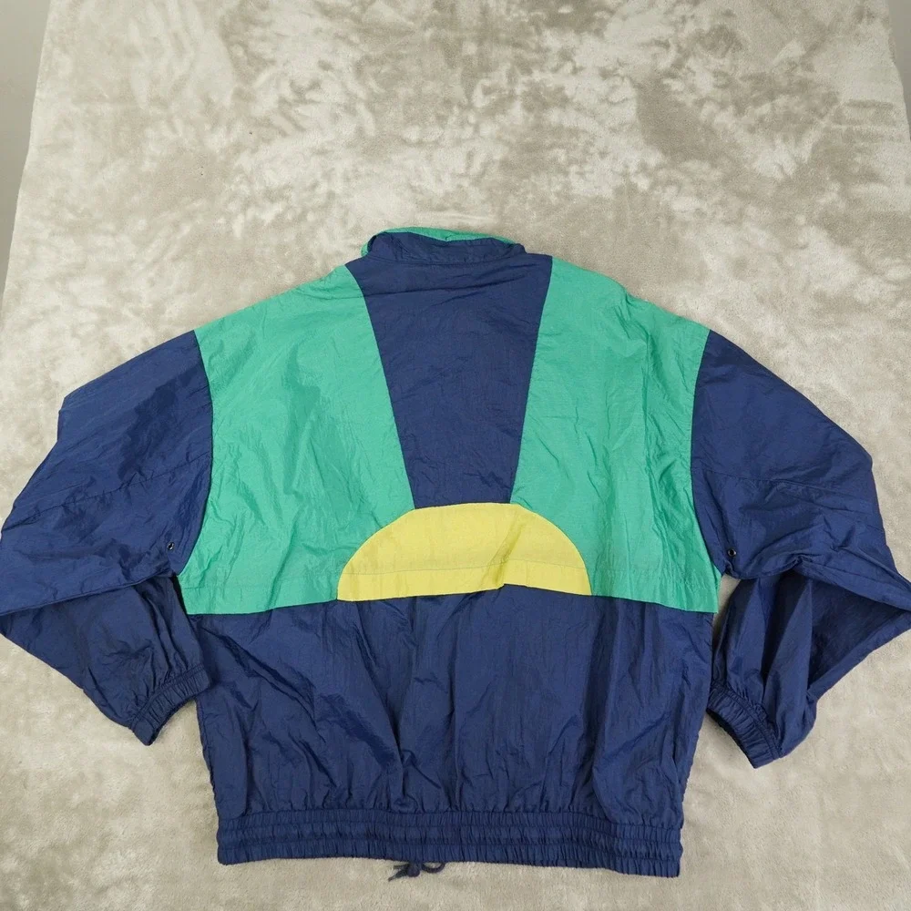 Todd‎ 1 Vintage Colorblock Windbreaker Track Jacket Men's XL Blue Green Pullover